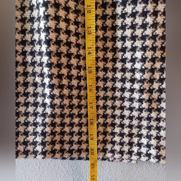 A Mondi Vintage Wool Lined Mini Houndstooth Skirt Black White - Picture 7 of 8